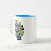 Tien Titans gaan! | Titans Tower Collage Tweekleurige Koffiemok (Voorkant links)