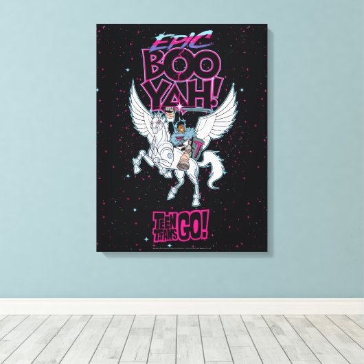 Tien Titans gaan! | Warrior Cyborg Riding Pegasus Canvas Afdruk (Insitu (Houten vloer))