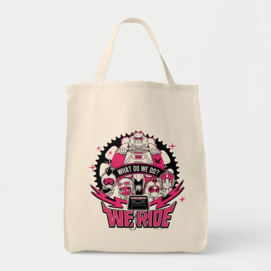 Tien Titans gaan! | "We Ride" Retro Moto Graphic Tote Bag (Voorkant)