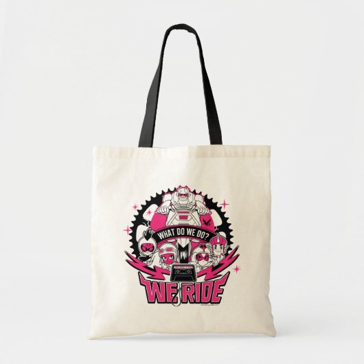 Tien Titans gaan! | "We Ride" Retro Moto Graphic Tote Bag (Voorkant)