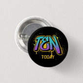Tien uur vandaag, 3 cm rondebadge ronde button 3,2 cm (Voorkant /achterkant)