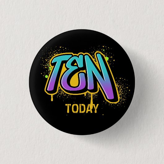 Tien uur vandaag, 3 cm rondebadge ronde button 3,2 cm (Voorkant)