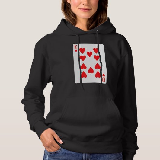 Tien van harten spelen Kaart Hoodie (Voorkant)
