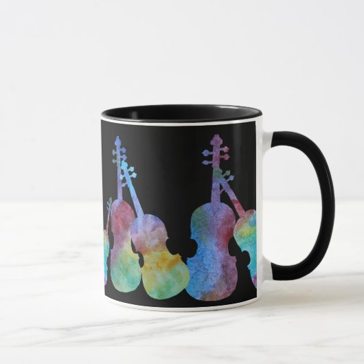 Tien Vibrant Violins op zwart Mok (Rechts)