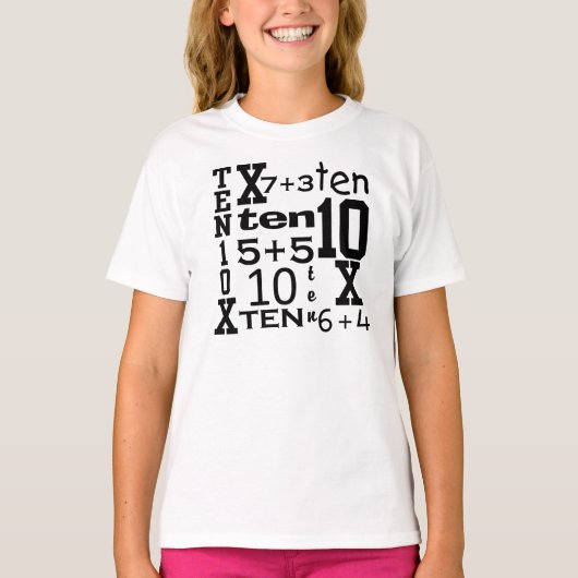 Tien WISKUNDE van de FUN Geïnspireerd 10e BIRTHDAY T-shirt (Voorkant)