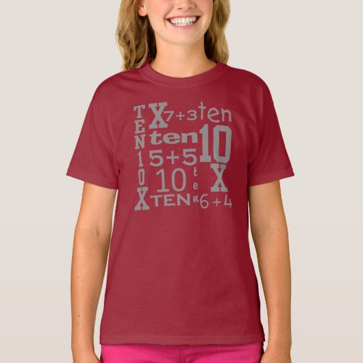  Tien WISKUNDE van de FUN Geïnspireerd op 10e BIRT T-shirt (Voorkant)