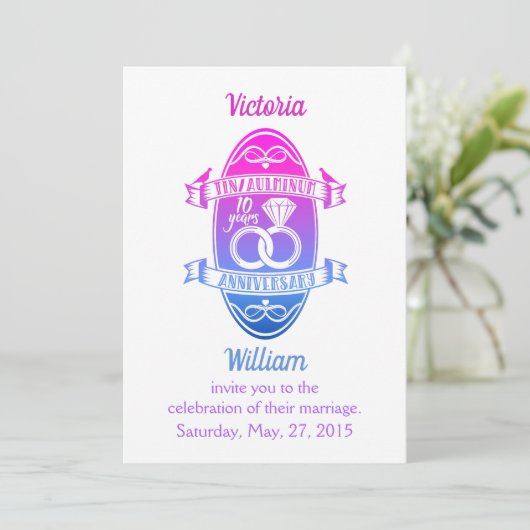 Tiende 10e trouwdag TIN ALUMINUM Kaart (Staand voorkant)