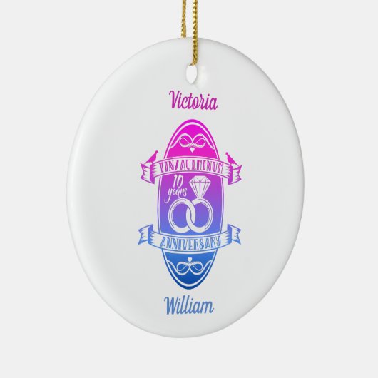 Tiende 10e trouwdag TIN ALUMINUM Keramisch Ornament (Rechts)