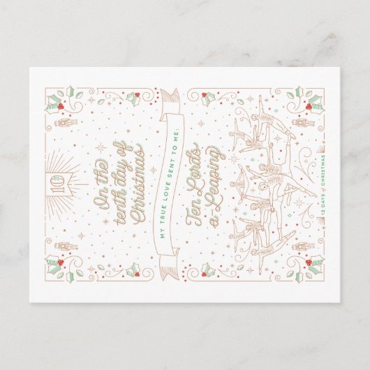 TIENDE DAG VAN KERSTMIS/het Briefkaart van (Voorkant)