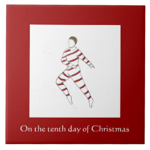 Tiende kerstdag Tegel - Lord A-Leaping Tegeltje