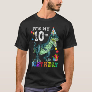 Tiende verjaardag 10-jarige jongen Dino Rex Dinosa T-shirt