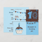 Tiende verjaardag : Jongen: Uitnodiging (Voorkant / Achterkant)