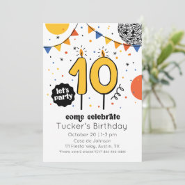 Tiende verjaardag kaars Doodle uitnodiging