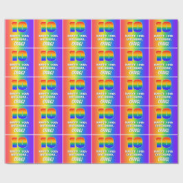 Tiende verjaardag: kleurrijk, vun regenboogpatroon cadeaupapier