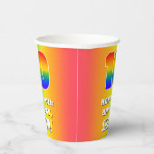 Tiende verjaardag: kleurrijk, vun regenboogpatroon papieren bekers (Rechts)