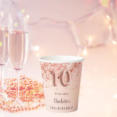 Tiende verjaardag roos goud glitter monogram naam papieren bekers