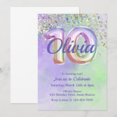 Tiende verjaardag, Tie Dye, tien, Glitter Invitati Kaart (Voorkant / Achterkant)