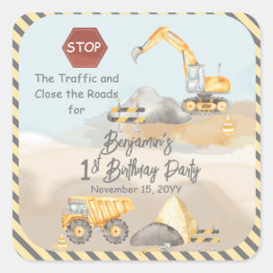 Tiende verjaardag van de bouw van Truck Boy Vierkante Sticker