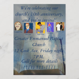 Tiende verjaardag van de kerk kaart