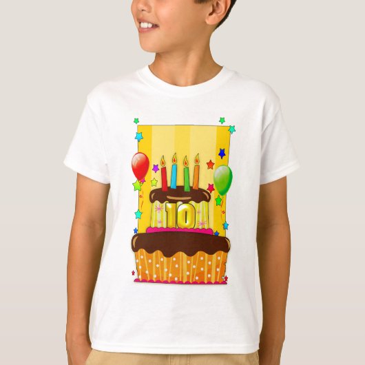 tiende verjaardag van het shirt - verjaardagstaart (Voorkant)