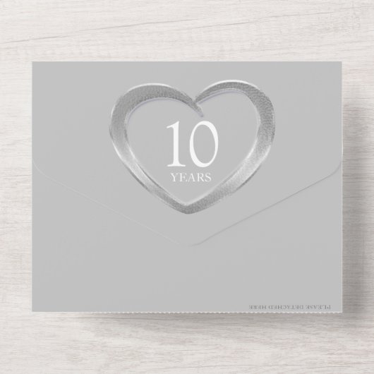 Tienen huwelijksjubileum 10 jaar feest evenement a all in one uitnodiging (Achterkant)