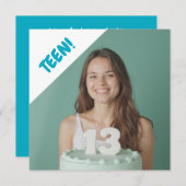 Tiener 13 Jaar Custom Photo Verjaardagsfeest Kaart (Voorkant / Achterkant)