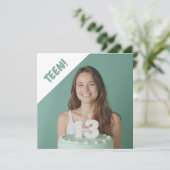 Tiener 13 Jaar Custom Photo Verjaardagsfeest Kaart (Staand voorkant)