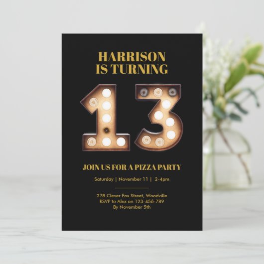 Tiener 13e verjaardag uitnodiging (Staand voorkant)