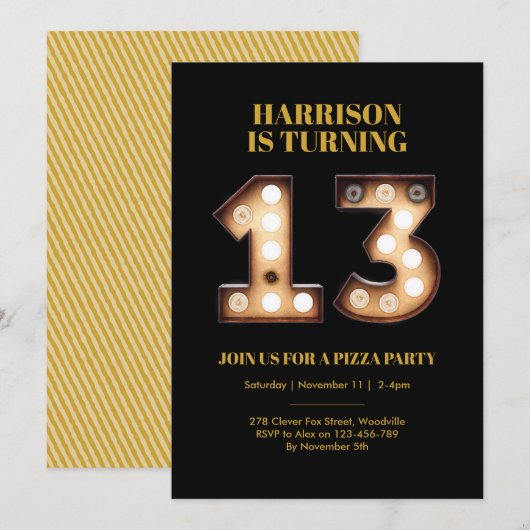 Tiener 13e verjaardag uitnodiging (Voorkant / Achterkant)