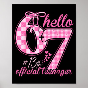 Tiener 13e verjaardag zes zeven roze coquette stri poster