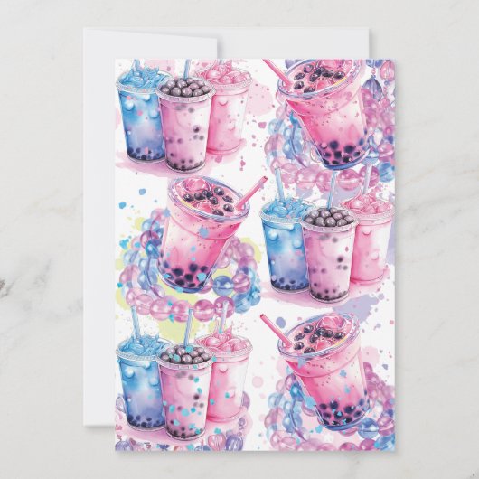 Tiener Afro-Amerikaanse Boba Bubble Tea Verjaardag Kaart (Achterkant)