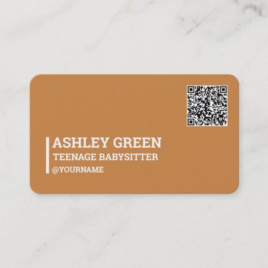 Tiener Babysittier Custom QR Visitekaartje (Voorkant)