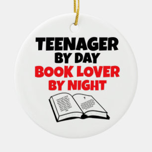 Tiener bij dag Boekenliefhebber bij nacht Keramisch Ornament