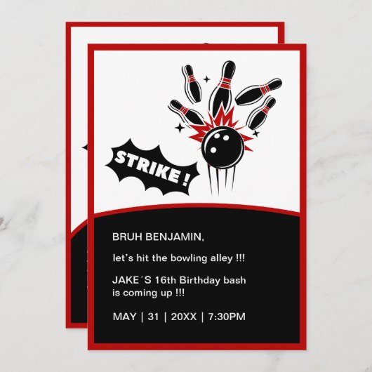 tiener Bruh hit bowling alley leuke verjaardagsavo Kaart (Voorkant / Achterkant)