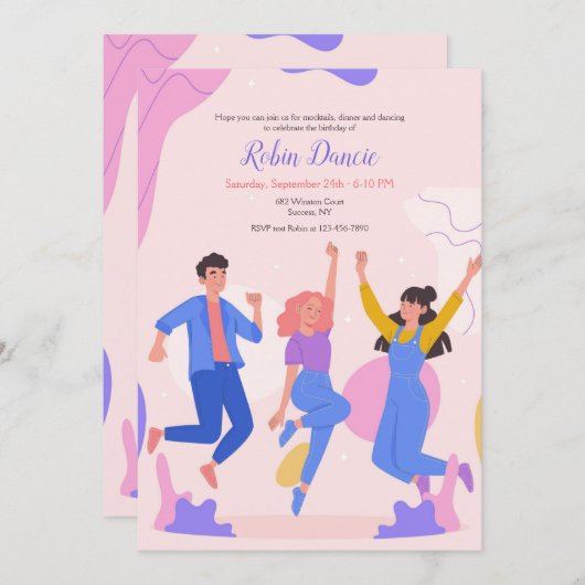 Tiener Dansfeest Kaart (Voorkant / Achterkant)