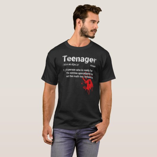 Tiener Definitie Klaar voor Zombie Apocalypse Bu T-shirt (Voorkant volledig)