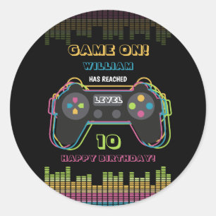 Tiener Gamen Gamer Videospel Speler Retro Verjaard Ronde Sticker