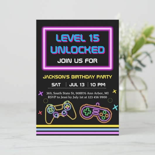 Tiener Gamer Jongen Videospel Speler Kaart (Staand voorkant)