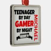 Tiener Gamer Metalen Ornament (Rechts)