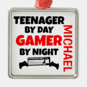 Tiener Gamer Metalen Ornament (Voorkant)