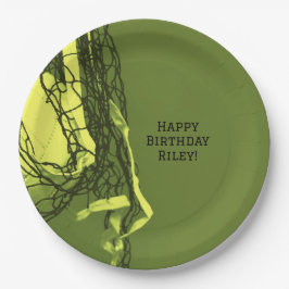 Tiener Gele Verjaardag Party Net & Volleybal Papieren Bordje