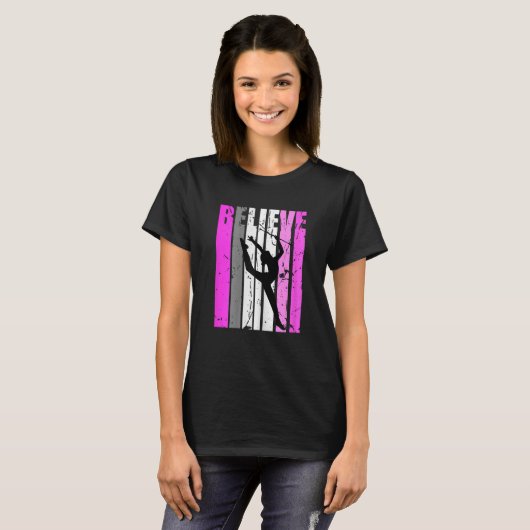 Tiener Geloof Ritmische Gymnastiek Roze Baton Twir T-shirt (Voorkant volledig)