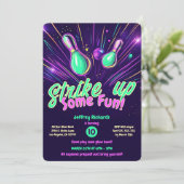 Tiener gloed in de Dark Bowling Party Invitation Kaart (Staand voorkant)