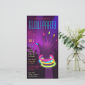 Tiener Glow in the Dark Feest Digitale Uitnodiging (Staand voorkant)