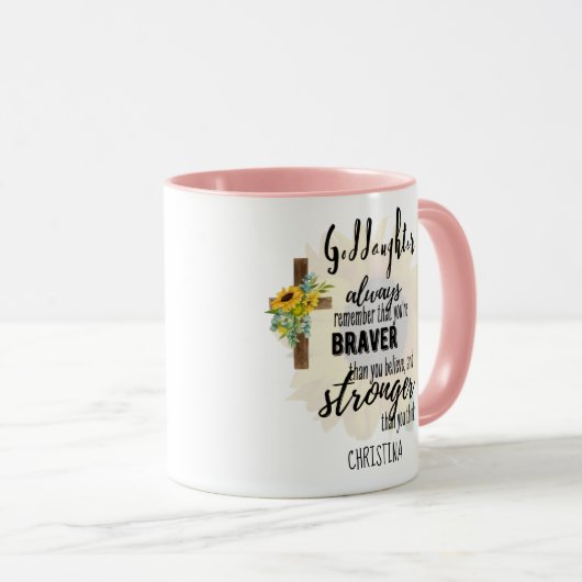 Tiener GODDOCHTER Motiverende Spreuk Zonnebloemen Mok (Voorkant rechts)