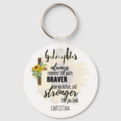 Tiener GODDOCHTER Motiverende Spreuk Zonnebloemen Sleutelhanger (Voorkant)