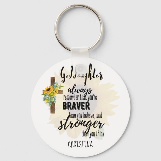 Tiener GODDOCHTER Motiverende Spreuk Zonnebloemen Sleutelhanger (Voorkant)