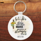 Tiener GODDOCHTER Motiverende Spreuk Zonnebloemen Sleutelhanger (Voorkant)