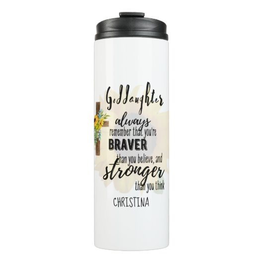 Tiener GODDOCHTER Motiverende Spreuk Zonnebloemen Thermosbeker (Voorkant)