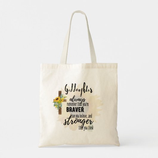Tiener GODDOCHTER Motiverende Spreuk Zonnebloemen Tote Bag (Achterkant)